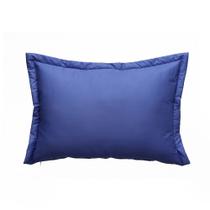 Porta Travesseiro Arumia Tecido 100% Algodão, Acetinado, Almofadado, 3 Abas e Zíper - Azul Royal
