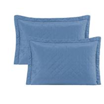 Porta Travesseiro Liso Microfibra 50cm x 70cm Kit 02 Peças Matelado Ultrassônico - Azul Bebe