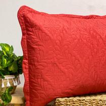 Porta Travesseiro Ultrassônico Milão 50cm x 70cm Floral Vermelho