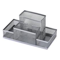 porta treco 4 divisórias organizador escritório lápis metal - prata porta treco 4 divisórias organizador escritório lápis metal - prata