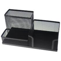 Porta Treco com Organizador De Mesa Escritório metal aramado com 3 divisórias Caneta Lápis - Preto Porta Treco com Organizador De Mesa Escritório metal aramado com 3 divisórias Caneta Lápis - Preto