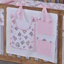 Porta Treco e Fralda Organizador Quarto de Bebê Menino Menina 1 Peça Com Laço