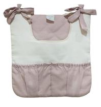 Porta treco para bebê 1 pçs (porta fraldas) - palha com rosê nude - c/ bolso -tecido 100% algodão - fofinho
