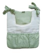 Porta treco para bebê 1 pçs (porta fraldas) - palha com verde oliva - c/ bolso -tecido 100% algodão - fofinho