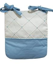 Porta treco para bebê 1 pçs (porta fraldas) - pompom palha c/ azul - c/ ziper -tecido 100% algodão - fofinho