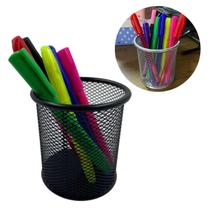 Porta Treco Redondo Lápis Caneta Organizador Metal Aramado Mesa Escritório