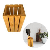 Porta Utensílio Striped Bambu Cozinha Multiuso Organizador
