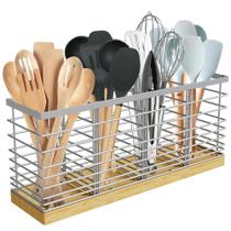 Porta-utensílios de cozinha Suli 40 x 11 x 18 cm, 4 compartimentos Porta-utensílios de cozinha Suli 40 x 11 x 18 cm, 4 compartimentos