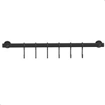 Porta Utensílios De Parede Preto 40cm Com 6 Ganchos UN Porta Utensílios De Parede Preto 40cm Com 6 Ganchos UN