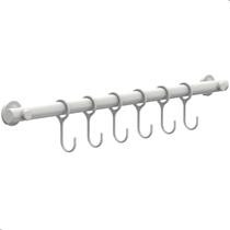 Porta Utensílios E Talheres 40cm Com 6 Ganchos Branco FS