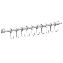 Porta Utensílios E Talheres 55cm Com 10 Ganchos Branco FS