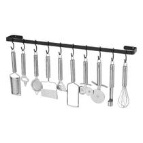 Porta Utensílios E Talheres De Parede 60cm 10 Ganchos Preto Porta Utensílios E Talheres De Parede 60cm 10 Ganchos Preto
