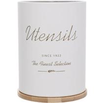 Porta Utensílios Metal Off White Base Bambu Olina 13cm Wolff