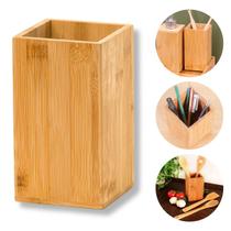 Porta Utensílios Talheres Pincéis Canetas Maquiagens Organizador Retangular Bambu Porta Utensílios Talheres Pincéis Canetas Maquiagens Organizador Retangular Bambu