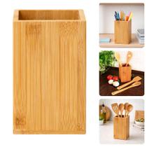 Porta Utensílios Talheres Pincéis Canetas Maquiagens Organizador Retangular Bambu Porta Utensílios Talheres Pincéis Canetas Maquiagens Organizador Retangular Bambu