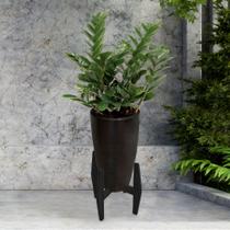 Porta Vaso de Madeira Preto Requinte 50 Cm