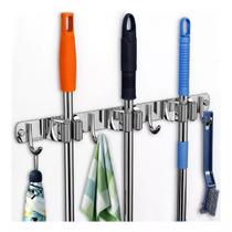 Porta Vassoura Parede Inox 7 Ganchos Organizador Rodo Porta Vassoura Parede Inox 7 Ganchos Organizador Rodo