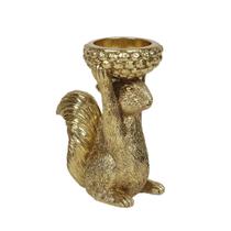 Porta Vela Esquilo Dourado Enfeite de Natal Resina 12cm Porta Vela Esquilo Dourado Enfeite de Natal Resina 12cm
