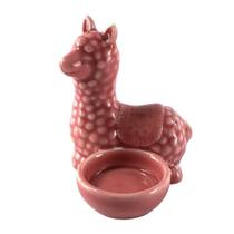 Porta vela Llama em porcelana L10xP8,5xA10,5cm cor rosa - L'Hermitage
