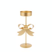 Porta Vela Metal Laço Dourado Redondo Enfeite Decoração 27cm Porta Vela Metal Laço Dourado Redondo Enfeite Decoração 27cm