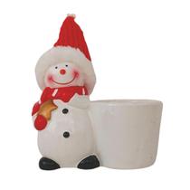 Porta-Vela Natalino Cerâmica Papai Noel Boneco Neve Enfeite
