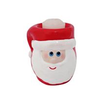 Porta Vela Papai Noel de Ceramica Natal Com Vela Rechaud - Decore Casa