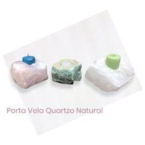 Porta Vela Pedra Natural Quartzo - Kit Com 3 Unidades Porta Vela Pedra Natural Quartzo - Kit Com 3 Unidades