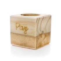 Porta Vela Quadrado De Natal Paz Em Madeira E Dourado 7Cm