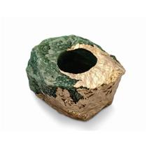 Porta Vela Quartzo Verde com Banho Ouro