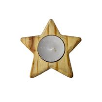 Porta Vela Rechaud Estrela Madeira Decoração Presente