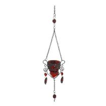 Porta Vela Suspenso Castiçal Vidro Decorativo Luxo Vermelho