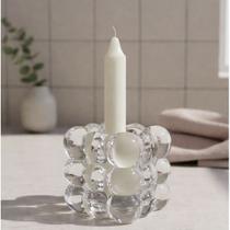 Porta Velas Bubble Vidro Robusto 6,5cm Luxo Elegante Lyor