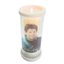 Porta Velas em vidro e mármore Personalizado Carlo Acutis