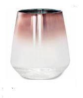 Porta velas em vidro rose gold 9cm