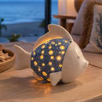 Porta Velas Peixe Mesa Enfeite Decoração Casa Praia De 14cm Porta Velas Peixe Mesa Enfeite Decoração Casa Praia De 14cm