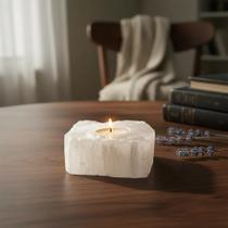 Porta Velas Quartzo Branco Natural Verdadeiro Qualidade Exportação 10 cm Decor Boho Pedras e Cristais Naturais