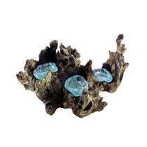 Porta Velas Triplo Cohasset em Vidro Fundido e Madeira 23 cm Porta Velas Triplo Cohasset em Vidro Fundido e Madeira 23 cm