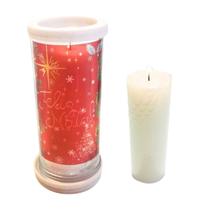 Porta Velas vidro e mármore Natalino Feliz Natal + Vela - OS ARCANJOS