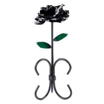 Porta Velas Votiva e Palito Rosa Preta em Metal 30cm