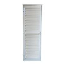 Porta Veneziana de Alumínio 90x210cm Abertura Esquerda Kazan Branco