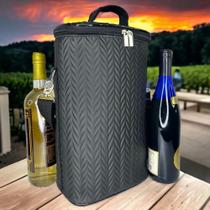 Porta Vinho ou Bebidas Grande Wine Bag Com 2 Divisões Para Taça E Vinho - Reforçada - PV2G - BLACK