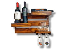 Porta Vinhos Bar Adega de Parede Taças Madeira Bebidas