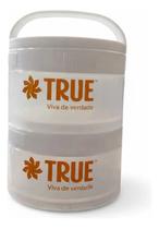 Porta whey duplo + porta cápsula transparente true source