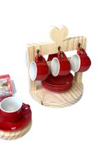 Porta Xícara de Café de coração de madeira pinus - Flow a Home