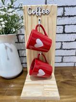 Porta Xícara Decorativa Coffee de Madeira Cantinho do Café Suporte Organizador de Xícara