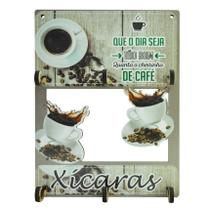 Porta Xícara Para 6 Unidades Decoração Que o Dia Seja 28x21,5 Mdf 6mm Madeira Porta Xícara Para 6 Unidades Decoração Que o Dia Seja 28x21,5 Mdf 6mm Madeira