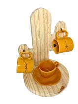 Porta Xícaras Cacto Suporte de Madeira Pinus Porta Xícaras Cacto Suporte de Madeira Pinus