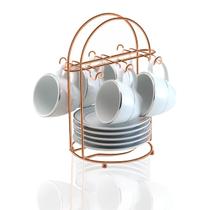 Porta Xícaras Café Chá 6 Ganchos Suporte Organizador Rosê Gold