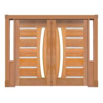 Portal Duplo Pivotante BBB Friso Metálico Arco p/Vidro Mod. 201 Madeira Maciça Cedro Arana Casmavi