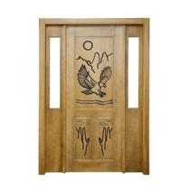 Portal Madeira Maciça Vitrô Duplo Águia Entalhada Completa 143x213x16cm Cedro Rosa